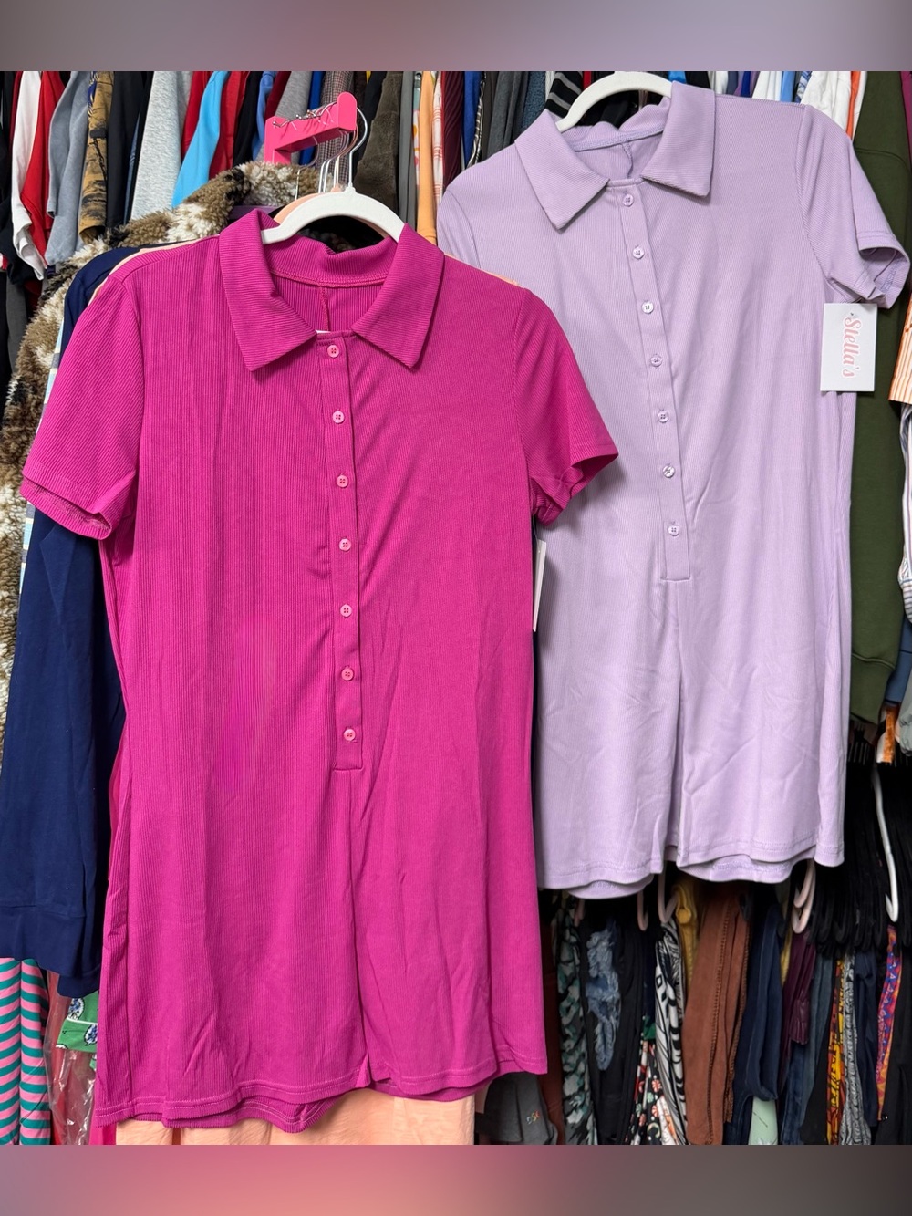 Lyaner Womenâs XL Romper bundle Ribbed Lavender Magenta Shorts New